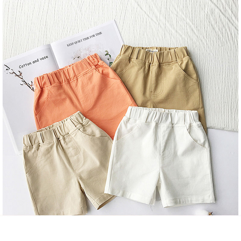 Pure Cotton Boys' Shorts, Summer Wear, Thin Solid Color Versatile Casual Pants, Loose Fit for Outdoor Wear