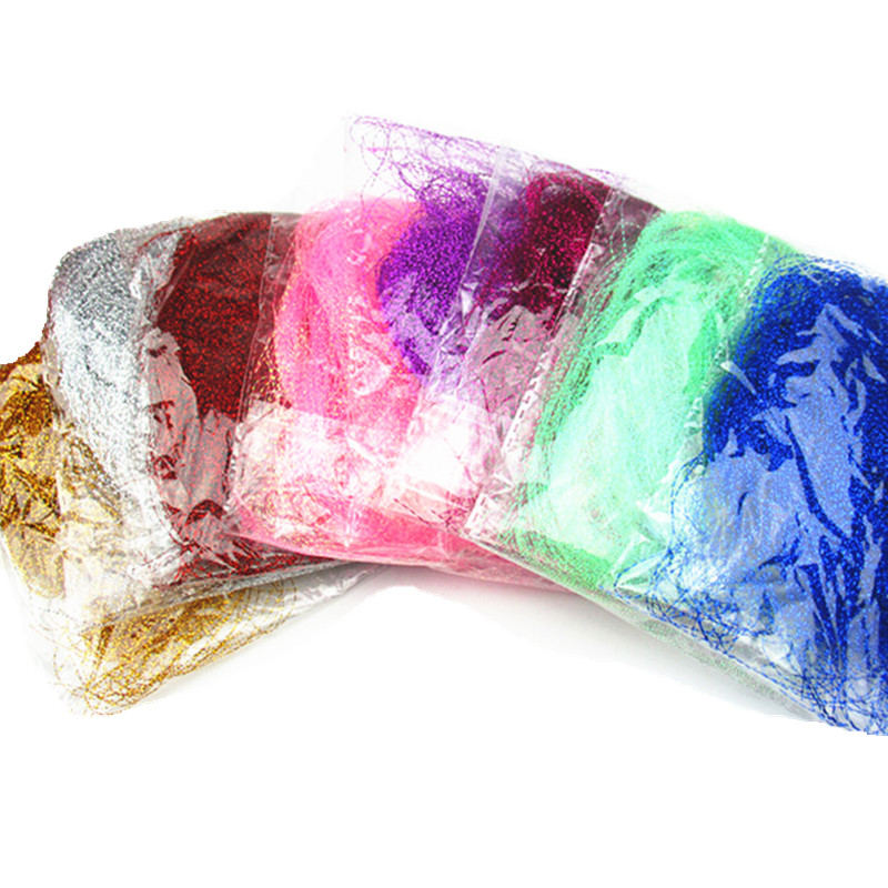 Colorful silk flower packaging materials Bouquet decoration materials Straight curved silk Rafi grass gift box Silver bright filler