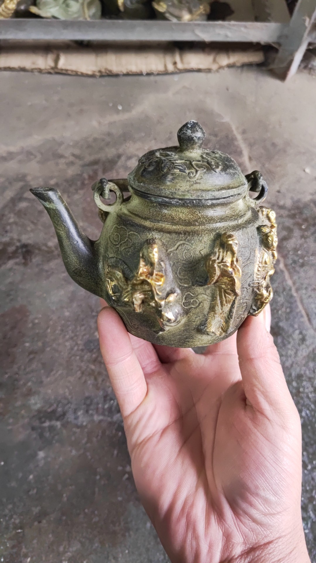 纯铜八仙壶摆件酒壶仿古茶壶家居工艺品铜器摆设大清御制古玩收藏
