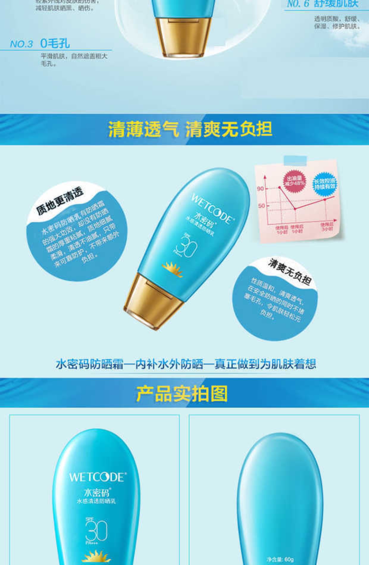 Mật khẩu nước Kem chống nắng đích thực nữ 60g mật khẩu nước Kem chống nắng trong suốt 30 lần dưỡng ẩm làm trắng da kem chống nắng sempre