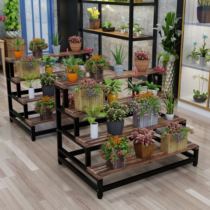 室内室外防腐铁艺松木花架阳台落地式多层梯形多肉花架多功能花架
