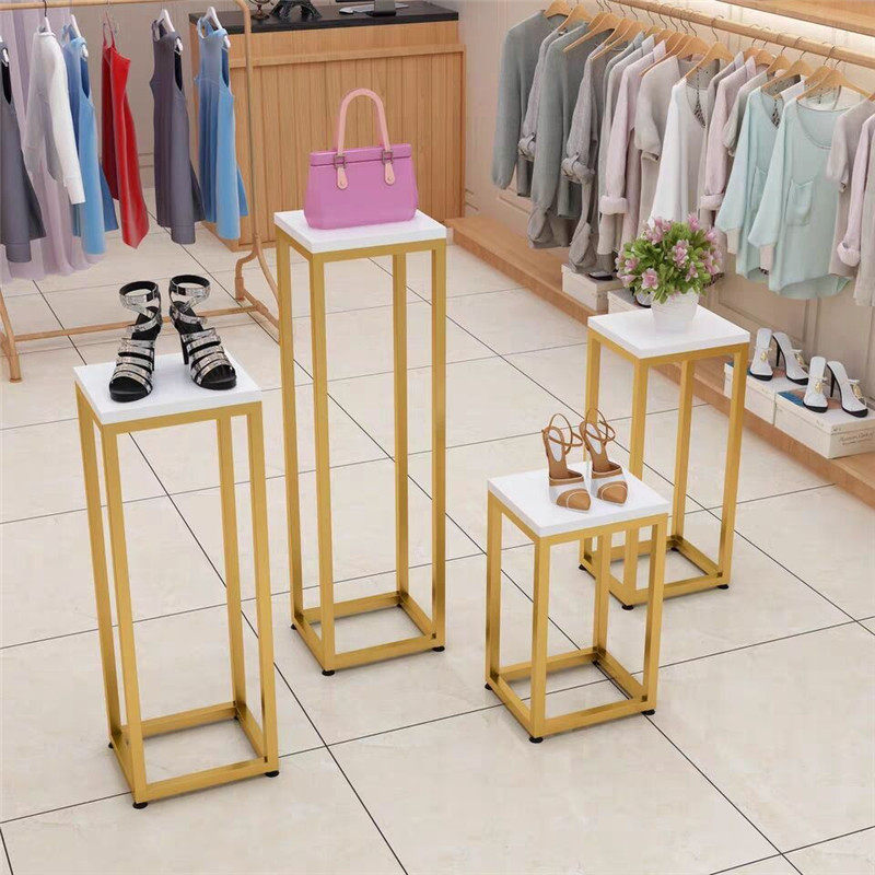 Shop window High and low shelves Four pieces of flowers bag Shoes Cap Clothing Running Water Terrace Florist Flower Racks Cosmetic display Desk