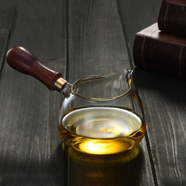 Thickened heat-resistant glass Road cup pear solid wood side tea kung fu tea set tea divider side handleb set