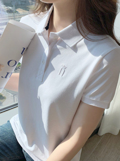 短袖polo衫女装夏新款修身大码正肩翻领t恤纯棉休闲体恤上衣团体