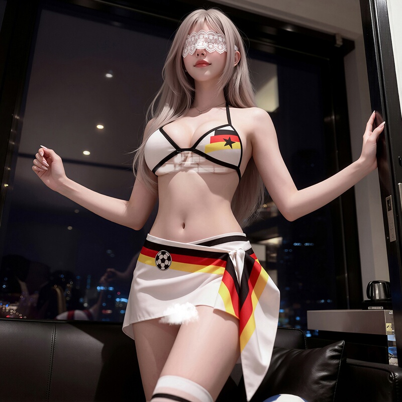 Sexy Sports Bra Set, Large Size,  and Playful, Three-Point Football Cheerleader Uniform