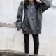 Harajuku ulzzang lỏng nhỏ thêu khủng long hoạt hình thêu cộng với áo len nhung cổ tròn áo khoác nữ mùa đông hoang dã