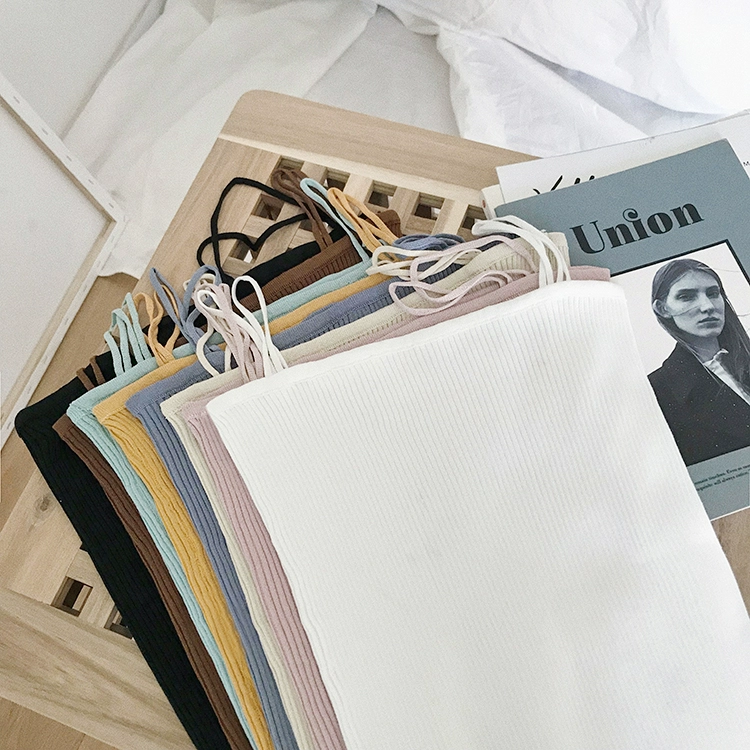 Hồng Kông hương vị retro chic yếm nữ sinh viên mùa hè ulzzang không tay áo len co giãn màu áo