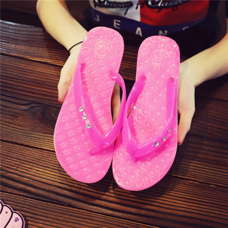 Flip-flop nữ với khoan pinch dép nữ mùa hè thường phẳng với phụ nữ ngoài trời dép và dép dễ thương không trượt giày bãi biển