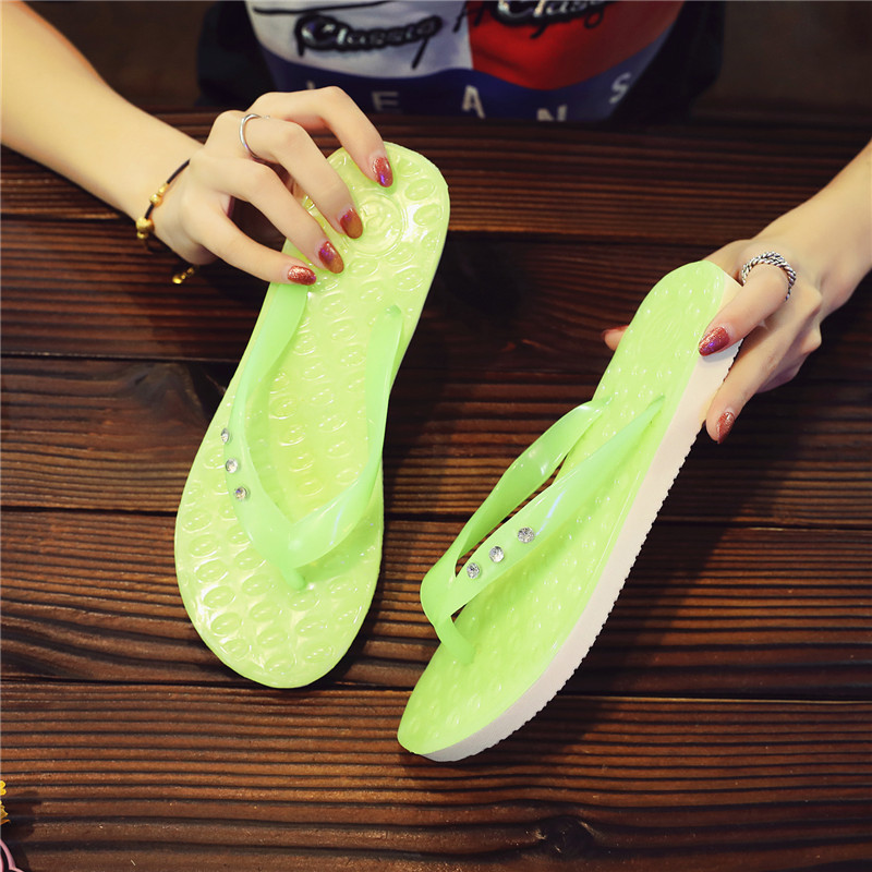 Flip-flop nữ với khoan pinch dép nữ mùa hè thường phẳng với phụ nữ ngoài trời dép và dép dễ thương không trượt giày bãi biển