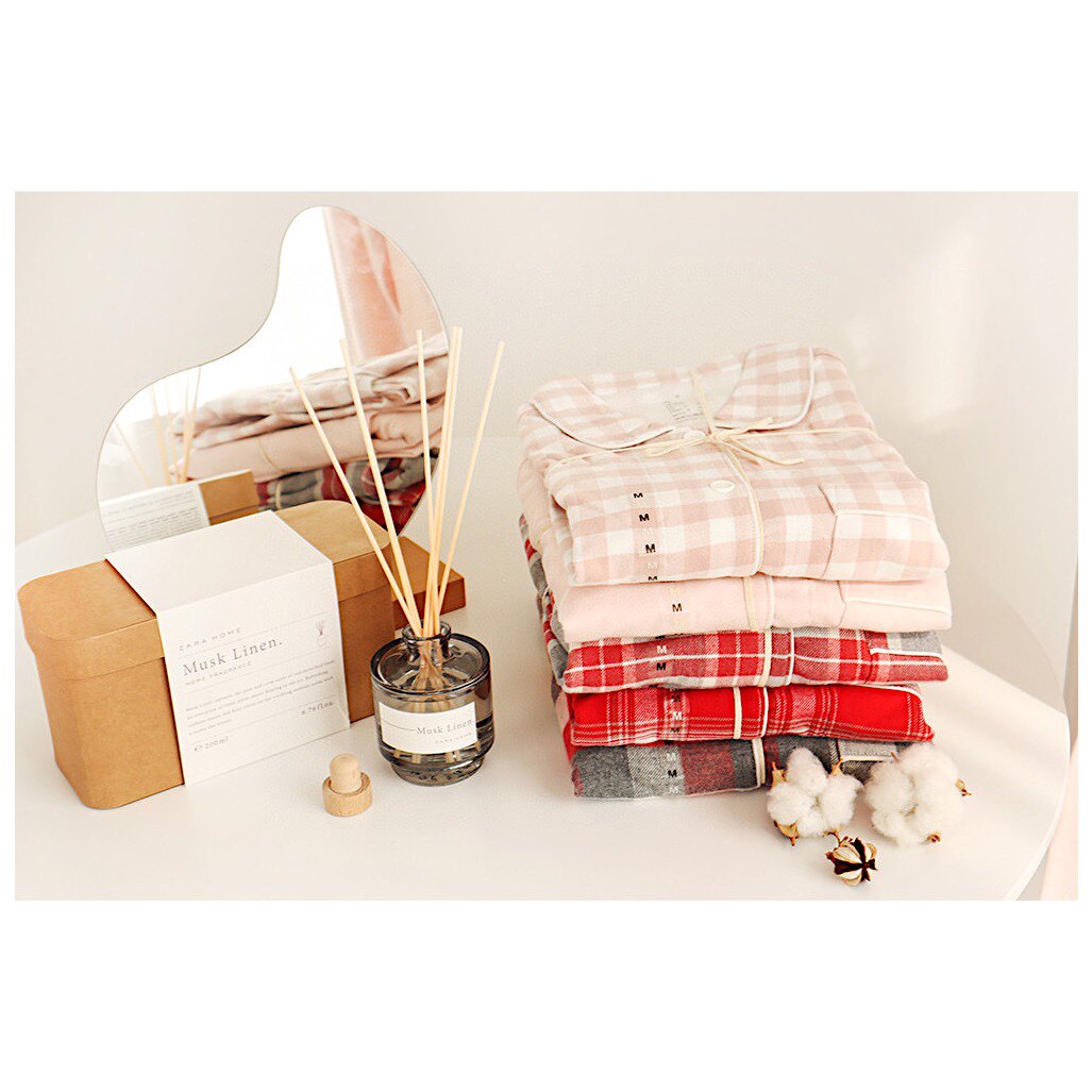 Hen ~ Autumn and Winter Non Side Seam Pure Cotton Grinding Flag Long Sleeper Package for Women's Pajamas
