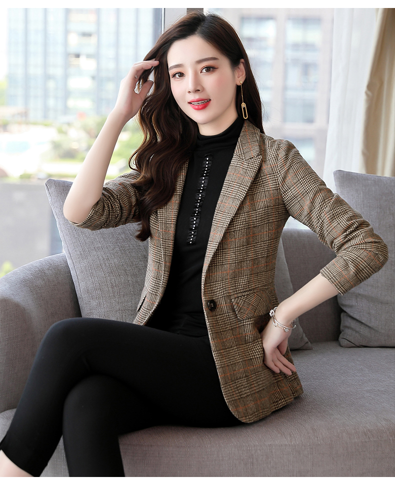 Mùa thu chic nữ thời trang kẻ sọc nhỏ phù hợp với áo khoác nữ phiên bản Hàn Quốc 2018 mới mùa xuân và mùa thu dài tay áo ngắn vest nữ trung niên