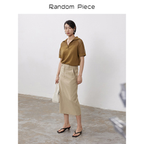 RandomPiece21 Spring Classic Straight Joker Structure Line Back Slit Design Medium Long Skirt