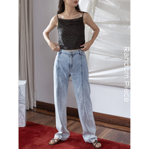  RandomPiece Heavy Snowflake Washed Rotating Side seam Slim Straight Jeans