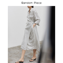 RandomPiece21 new summer CUPRO copper ammonia silk custom yarn-dyed stripe wrap shirt dress women