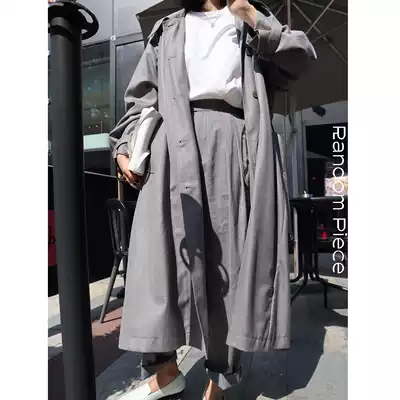 RandomPiece classic detachable hooded long version buckle waist windbreaker