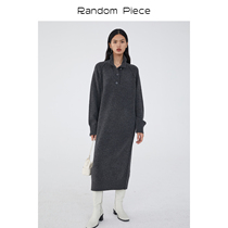 RandomPiece winter wool POLO collar loose long dress women