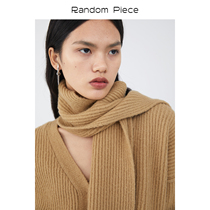 RandomPiece winter yak velvet wool V-neck straight short knitted cardigan scarf two-piece female