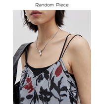 RandomPiece 21 spring and summer new through the outside wear texture plant print organza sling dress
