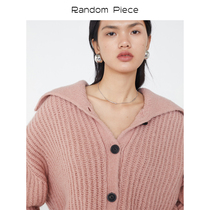 RandomPiece winter Polo large lapel design alpaca wool knitted cardigan