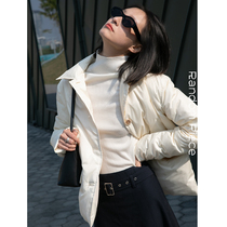  RandomPiece90 white duck down small square collar light down sense fashion short suit down jacket