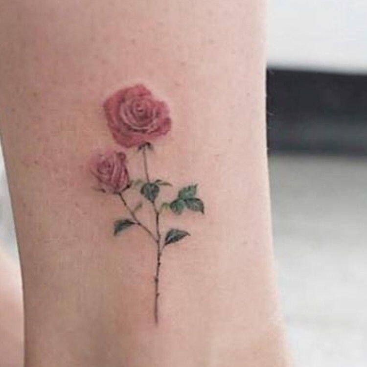 Rose flower tattoo stickers durable waterproof realistic tattoo stickers small fresh and cute