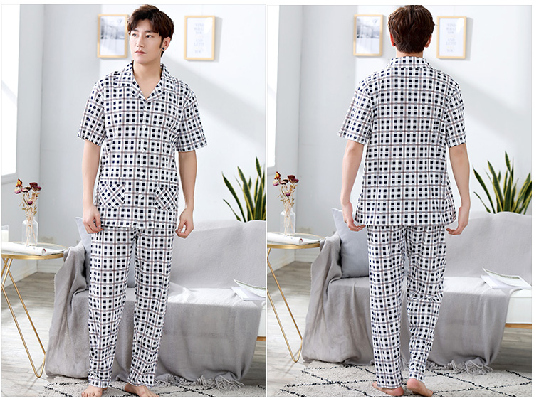 100% cotton đồ ngủ nam tay ngắn quần mỏng phần mùa hè nam cộng với phân bón XL cotton nhà phù hợp với dịch vụ đồ ngủ nam hàn quốc