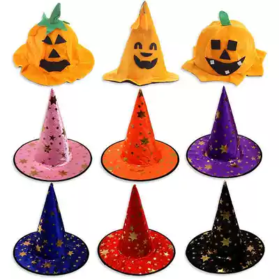 Halloween Masquerade Party hat Witch hat Wizard hat Pumpkin hat Black Pointed hat Witch Party Decoration hat