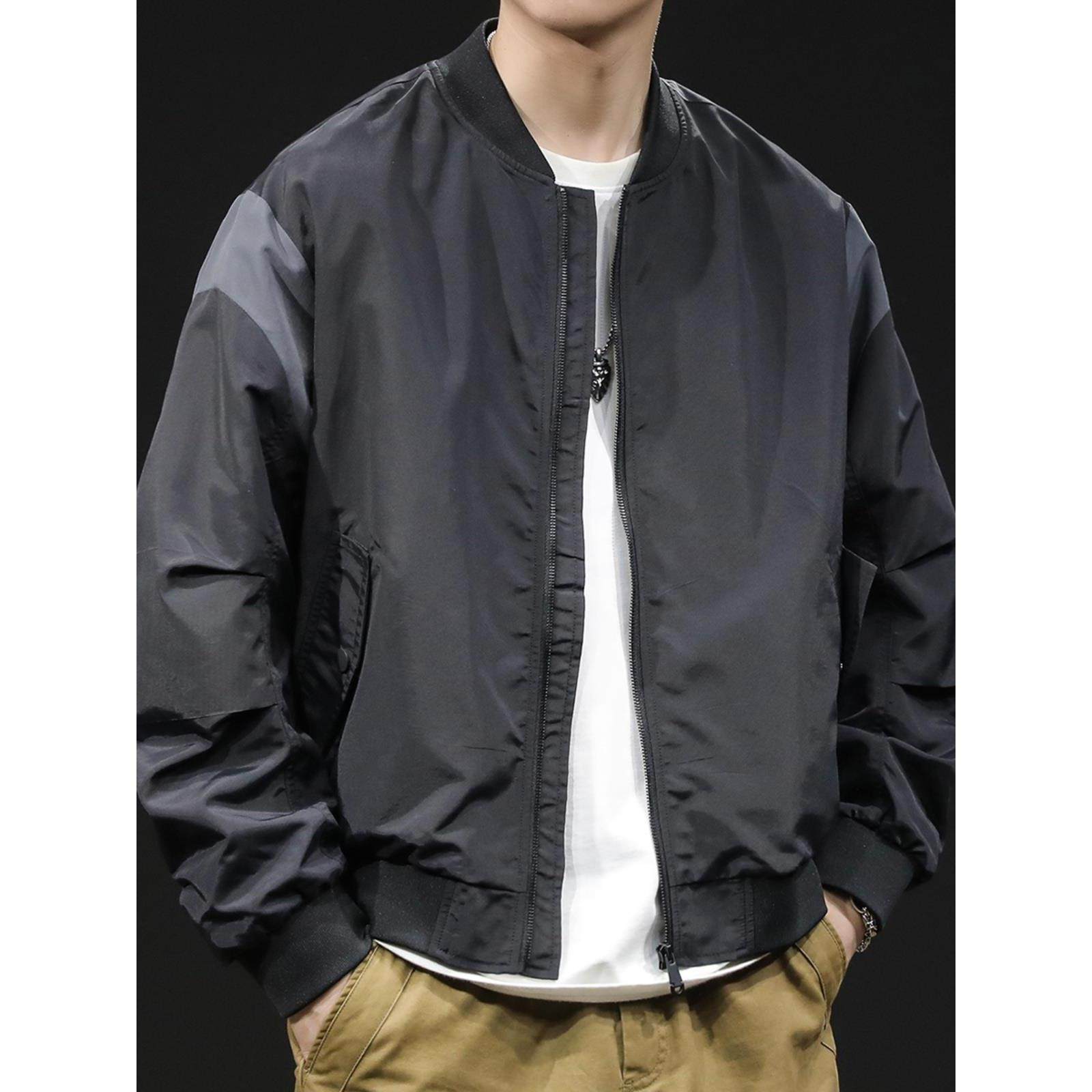 Jackets, men's spring and autumn men's clothing, trendy men's black tops, autumn 2026 new men's baseball uniforms, large size