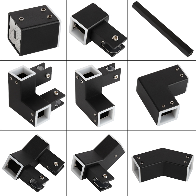 Boutique shower room tie bar accessories flange seat T type clip 90-degree link code fixed clip bathroom clip square black-Taobao
