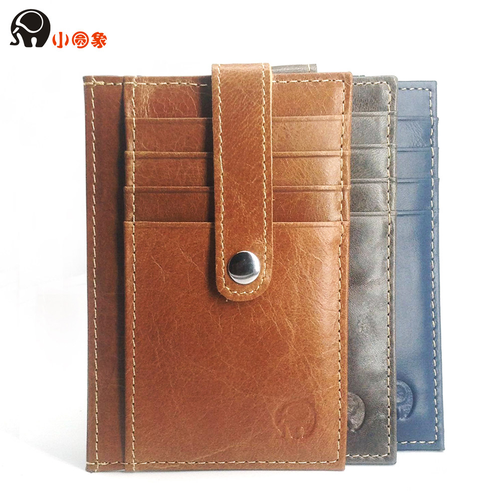 Small Round Elephant Head Layer Cow Leather Short thin wallet Men's Carpack Health proof driver's license bag Zero wallet