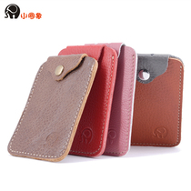 Small Round Elephant Head Layer Cow Leather Multifunction Card Bag Retro Wind Vertical Pure Color Card Holder Document Car Key Containing Bag