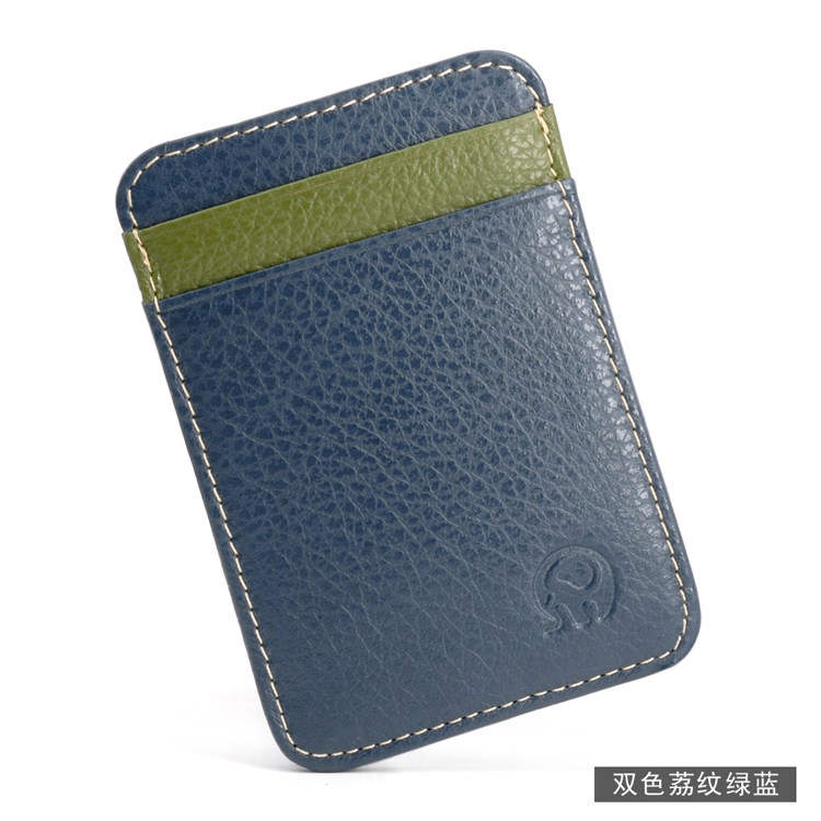 Men's Lady Bull Leather Small Card Bag Credit Card Cover Headlayer Bull Leather Card Clip Door Forbidden Card Cover Bus Card Bag