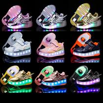 Storm Walking Shoes Men And Women Personality Wings Shoes Double Wheels Ultralight Glowing Lights Charging Wheels Shoes Pulley Stealth Skates