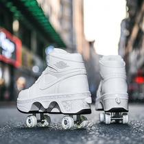 暴走鞋4轮儿童成人可收缩自动高颜值高帮滑轮鞋学生溜冰鞋轮滑鞋