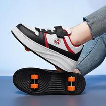 Breakthrough Shoes 2024 new four wheel pulley shoes boys and girls with wheel skaters adult skaters