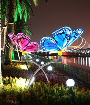 60cm Dynamic Static Luminous Butterfly Light Flower Altar Street Park Street Park Landscape Small Items Outdoor Beauty Chen Decorative Pendulum
