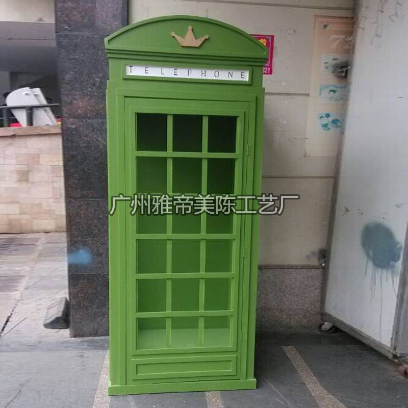 British telephone booth wine cabinet Spring Festival outdoor ornament decoration Tin telephone booth bookcase wooden special custom