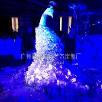 Wedding road guide props shopping mall window beauty Chen decoration silk flower simulation peacock floral green plant scene design