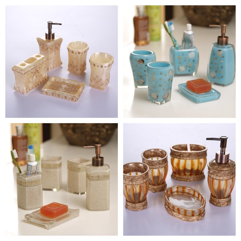 West Champ Rose Eurostyle Resin Bathroom Five Pieces Assembled Bathroom Wash Toiletries Makeup Room Cleaning Utensils Supplies New house