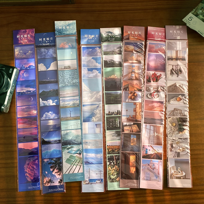 Time Negatives Strip Paper Adhesive Tape Split South Korea Ins Wind Hand Ledger Decoration Paste Painting Diy Retro Landscape Stickers