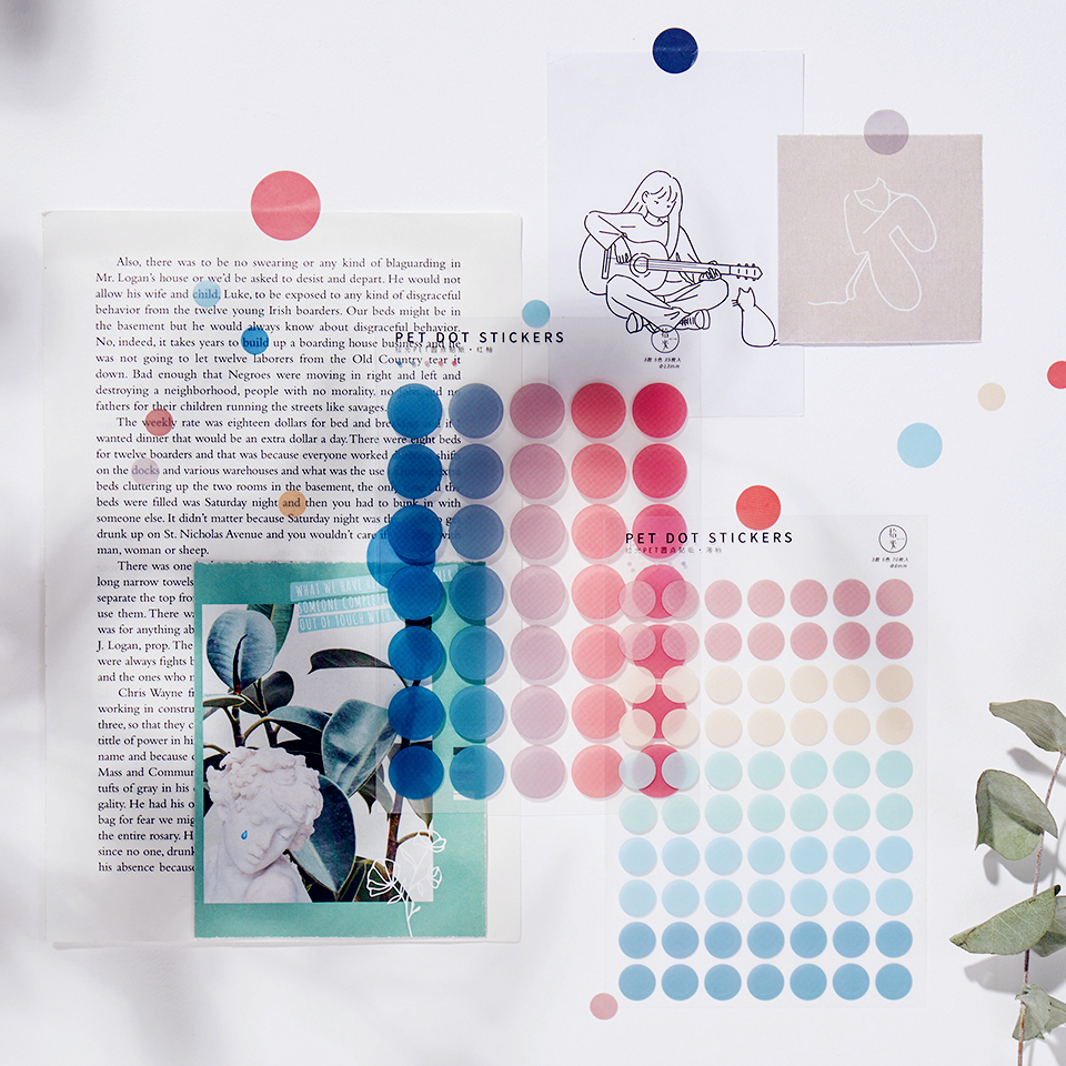 ins wind gradient color hand account round small sticker color dot seal sticker salt-based basic hand account decorative sticker