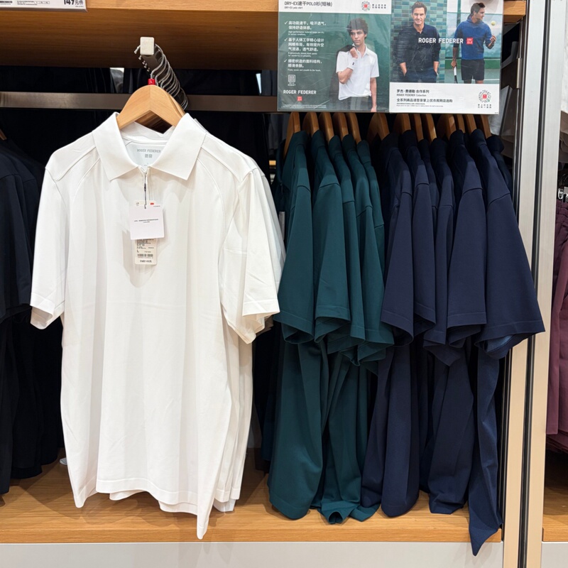 Uniqlo 482306 Men's and Women's Dry-Ex Quick-Drying Polo Shirt Roger Federer Collaboration Series Short-Sleeved