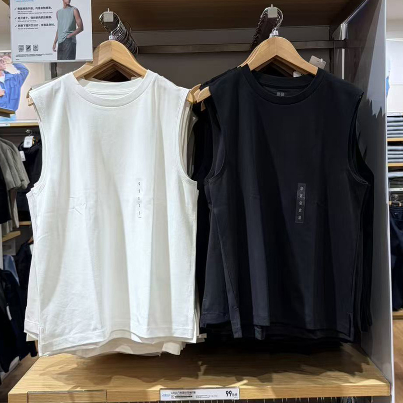 Uniqlo 482760 Men's and Women's Airism Cotton Blend Sleeveless T-Shirt Vest