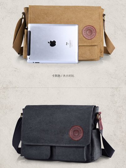 Men's Casual Shoulder Bag, Multifunctional Crossbody Bag, Junior High School Student School Bag, Canvas Briefcase, Backpack, Sports Messenger Bag