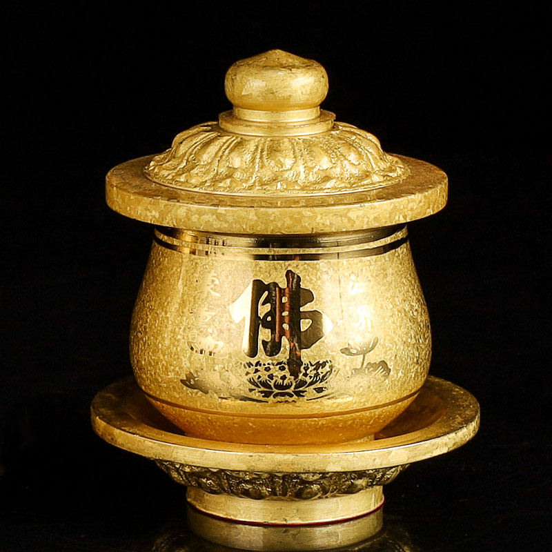 Taiwan Pure Copper Crystalline Buddha Character Lotus for cup Buddha Hall Guanyin Holy Water Cup Grand Sadness Water Cup for the Buddha Water Supply Cup