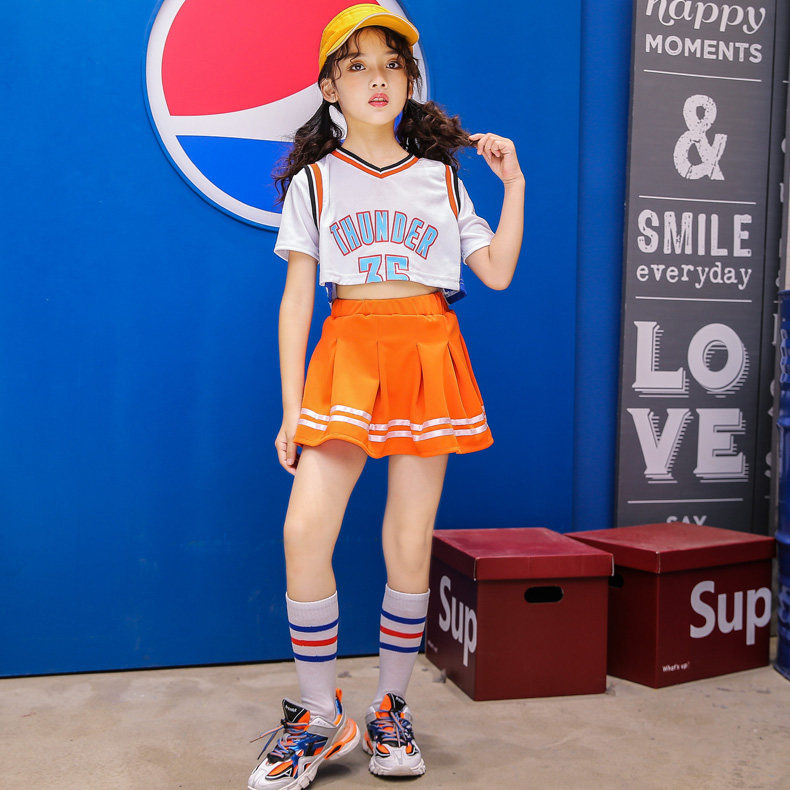 Children's cheerleaders play out to serve basketball sports suit less children jazz cheerleader acting suit-Taobao