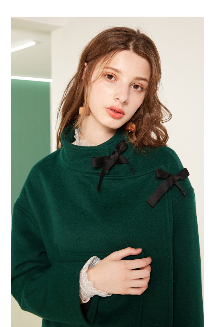 Ba màu 2018 mùa đông mới Hepburn gió thả phổ biến đoạn ngắn nhỏ một chiếc áo khoác len nữ áo khoác blazer nữ hàn quốc