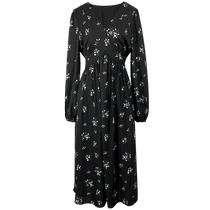 Tricolor plus size womens 2024 spring new floral dress V-neck waist lantern sleeve long skirt romantic fat MM