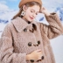 Ba màu 2019 mùa đông mới ve áo sừng khóa lỏng len lông cừu tất cả áo len lông phụ nữ - Faux Fur