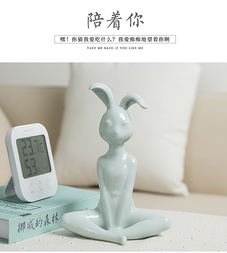 "Miss rabbit" jingdezhen ceramic express bunny girls bedroom adornment creative home furnishing articles night stand